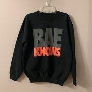 Bae knows black grey and red crewneck Reason sweater XS
